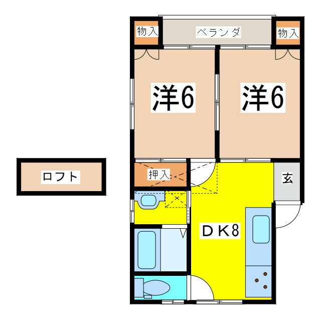 ハイツ・グレース(2DK/1階)の間取り写真