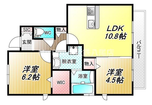 プリマベーラ八尾 A棟(2LDK/1階)の間取り写真