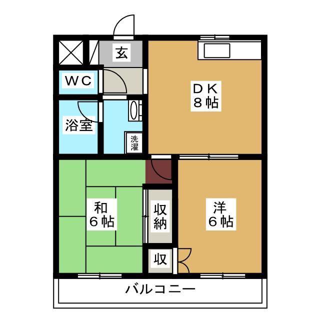 ラフィーヌ・青柳(2DK/2階)の間取り写真