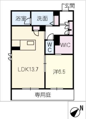 ハレレア(1LDK/1階)の間取り写真
