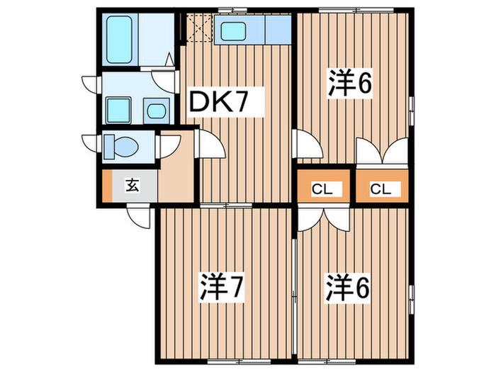 フレシールII(3DK/1階)の間取り写真
