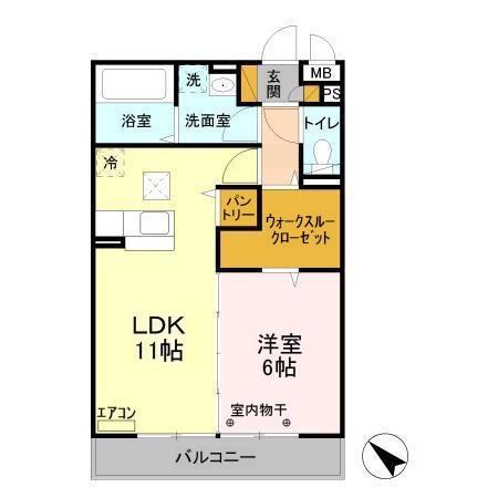 ベルウッド六番館(1LDK/1階)の間取り写真