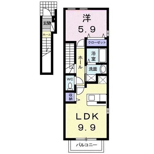 シャトレ桜1(1LDK/2階)の間取り写真
