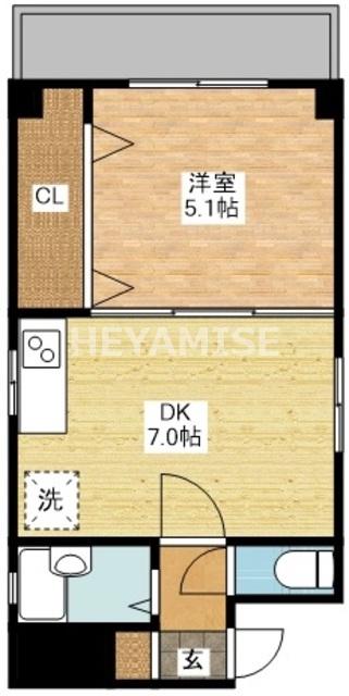 アミティ麹屋町(1DK/3階)の間取り写真