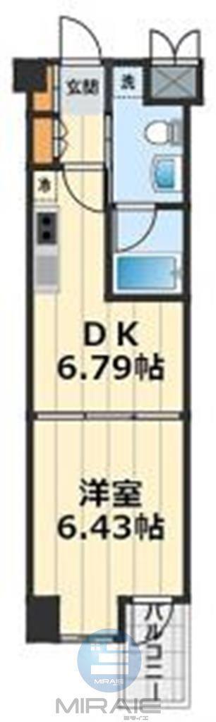 プラッツ大和(1DK/4階)の間取り写真