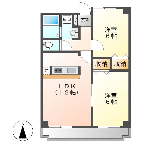 ベルドミール葵22(2LDK/1階)の間取り写真