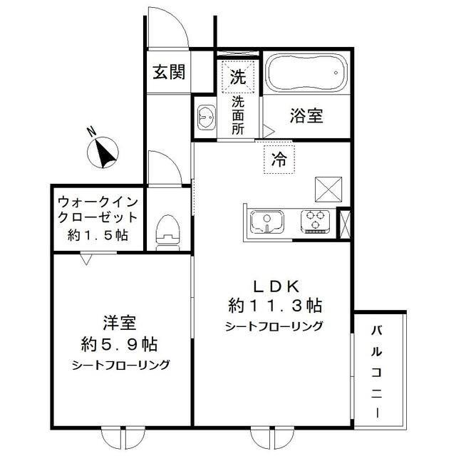メゾン・ド・リジェール(1LDK/1階)の間取り写真