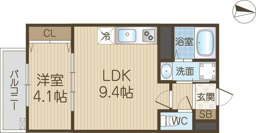 アート茨木(1LDK/1階)の間取り写真