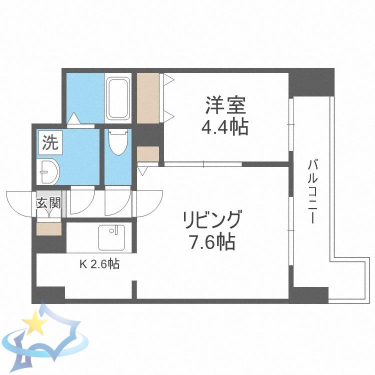 レジディア札幌駅前(1LDK/14階)の間取り写真