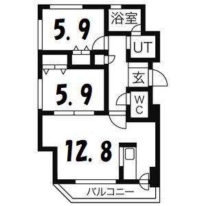クレストパレス白石(2LDK/6階)の間取り写真