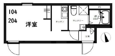 RSC羽田(ワンルーム/2階)の間取り写真