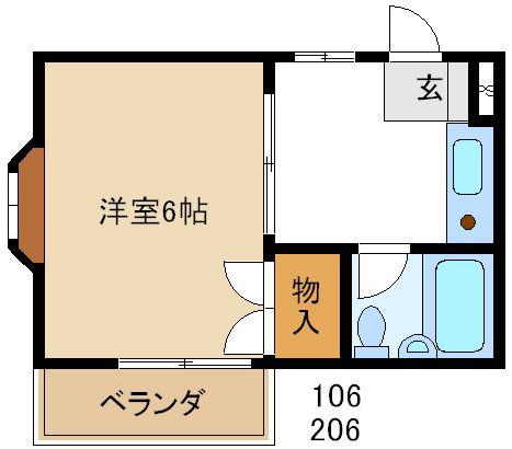 コーポサンライズ(1K/1階)の間取り写真