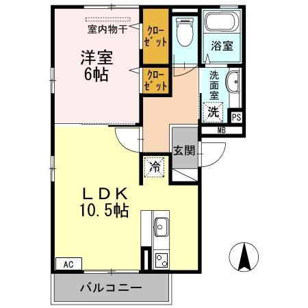 フローラハイム(1LDK/1階)の間取り写真