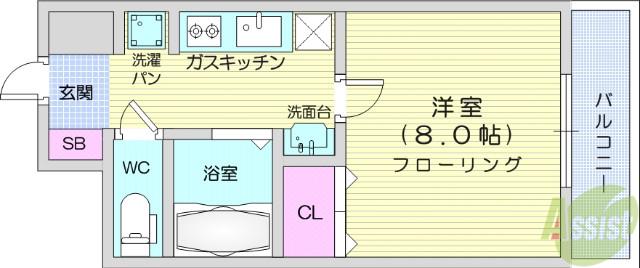プランドビル本町(1K/8階)の間取り写真