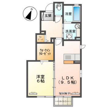 ポンパドール(1LDK/1階)の間取り写真