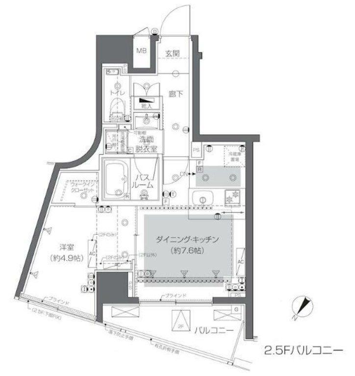 ズーム渋谷神山町(1DK/4階)の間取り写真