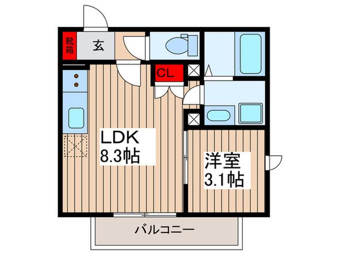 コンフィデンス東大宮 A(1LDK/3階)の間取り写真