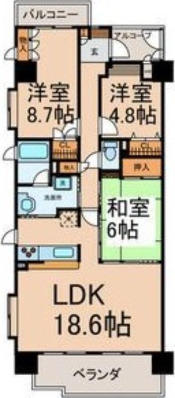 ロータリー春岡(3LDK/6階)の間取り写真