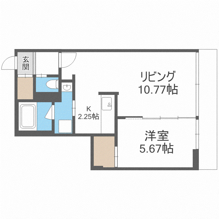 ピオネロ琴似(1LDK/1階)の間取り写真