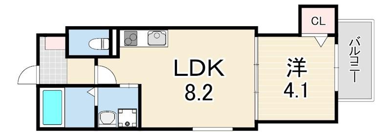 シーサイドヒル西新町(1LDK/1階)の間取り写真