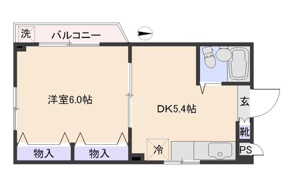 メゾンジュラク(1DK/4階)の間取り写真