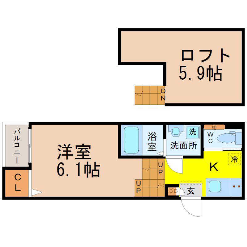 メイプルスクエア大宮(1K/2階)の間取り写真