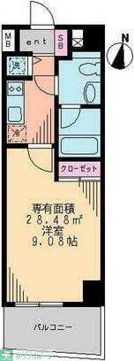 SWEET HILLS(1K/2階)の間取り写真
