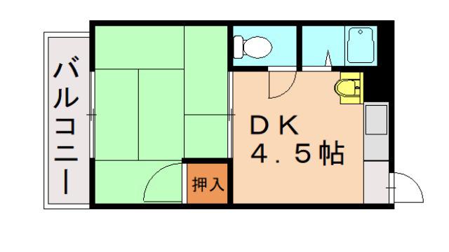 プレアール筒井(1DK/3階)の間取り写真
