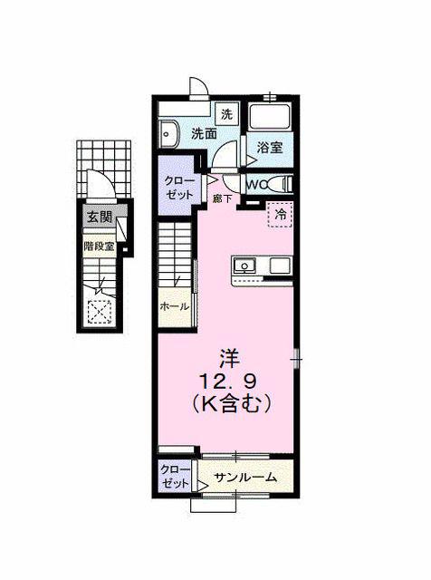 フェニックス II(ワンルーム/2階)の間取り写真