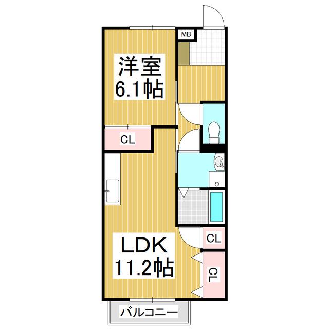 グリーンバリー D棟(1LDK/1階)の間取り写真