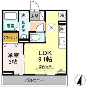 ダイヤモンドヒルズ並木(1LDK/1階)の間取り写真