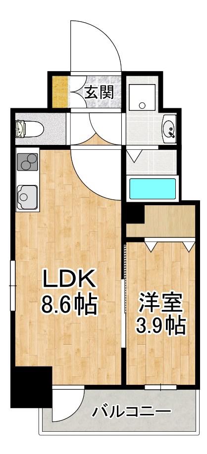 GRAND LAKE COURT浜大津駅前(1LDK/9階)の間取り写真