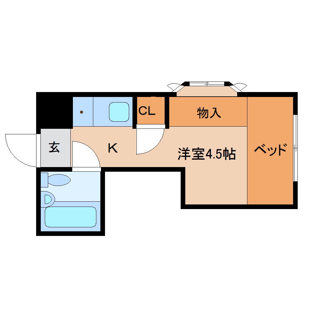 マンションアモリーノ(ワンルーム/4階)の間取り写真