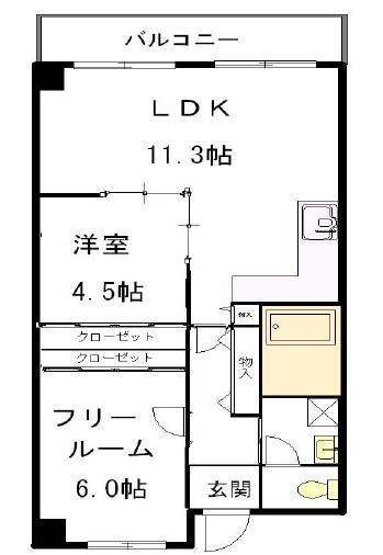 阪神ハイグレードマンション7番館(1SLDK/5階)の間取り写真