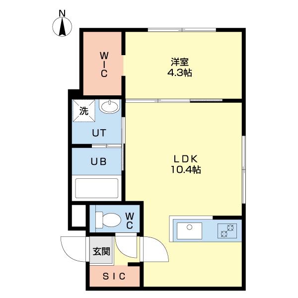 北広島市中央6丁目MS(1LDK/3階)の間取り写真