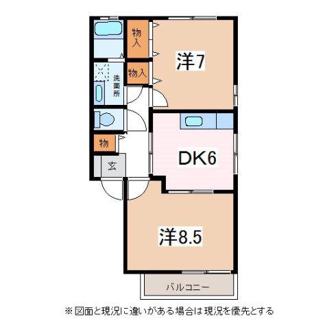 ハイランドタウンC(1LDK/2階)の間取り写真