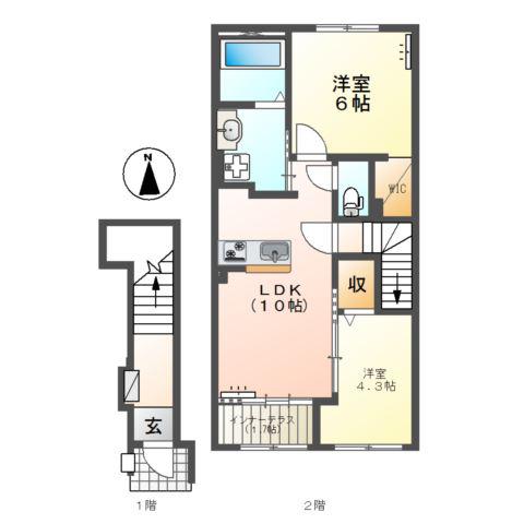西塚町2丁目アパート(2LDK/2階)の間取り写真