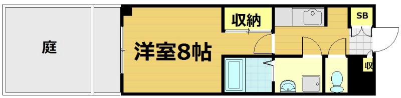 インベスト京都修学院(1K/1階)の間取り写真