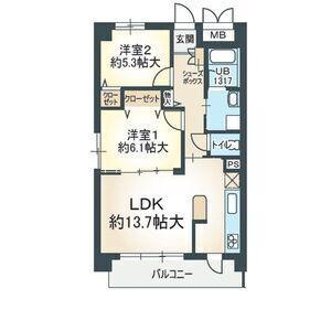 セラーノ平針(2LDK/1階)の間取り写真