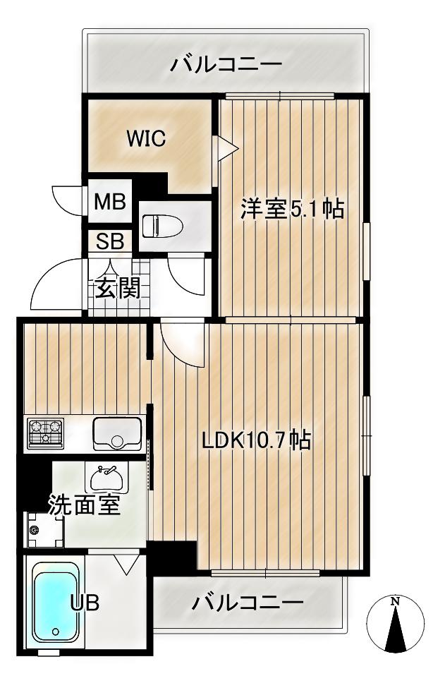 ローレル大日(1LDK/2階)の間取り写真