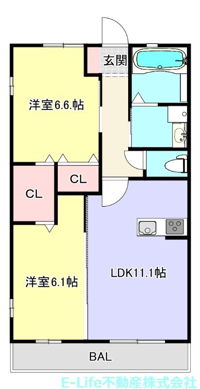ラッキーヒルズ(2LDK/3階)の間取り写真