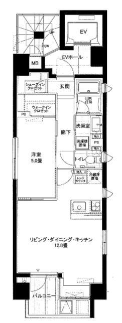 ピア麻布十番(1LDK/6階)の間取り写真
