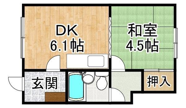 コーポ一條(1DK/3階)の間取り写真