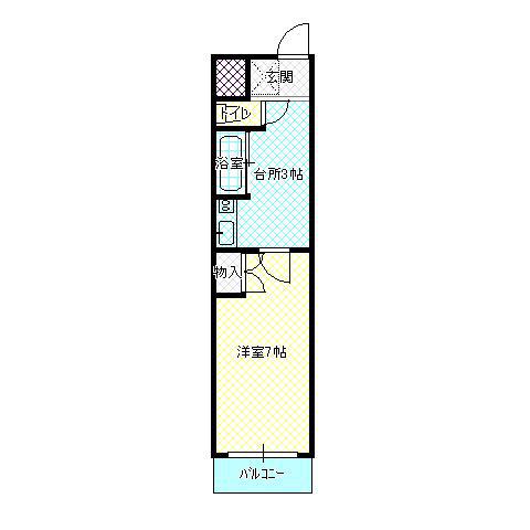 ビバライフ開(1K/3階)の間取り写真