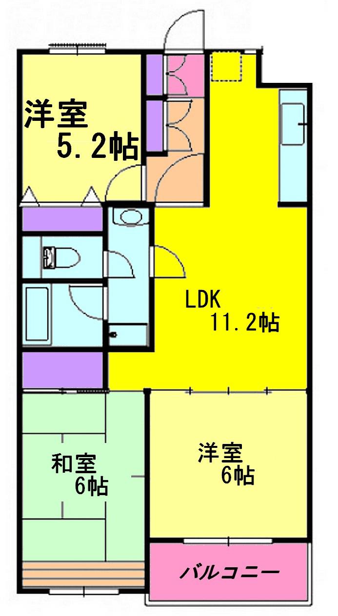 アンディベール(3LDK/2階)の間取り写真