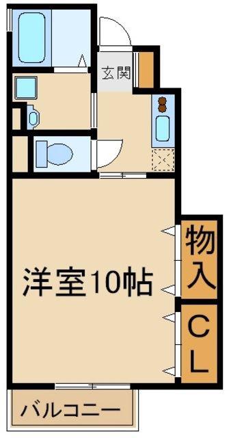 グランモア B棟(1K/1階)の間取り写真