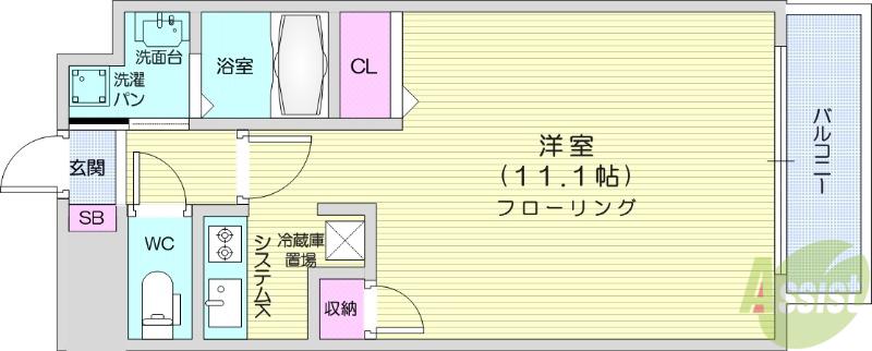 セントフィールド上杉(ワンルーム/9階)の間取り写真