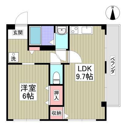 アトリオフラッツ奥沢(1LDK/2階)の間取り写真