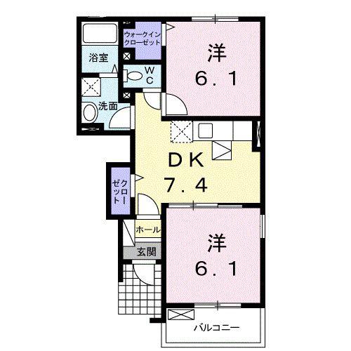 アンシャンテ(2DK/1階)の間取り写真