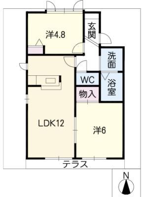 ウィンダミアA(2LDK/1階)の間取り写真